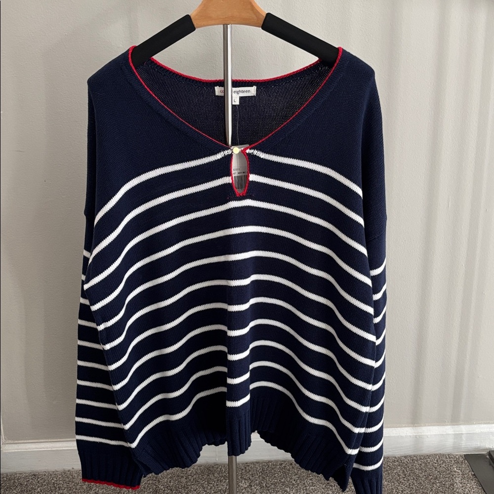 Navy and White Striped Sweater